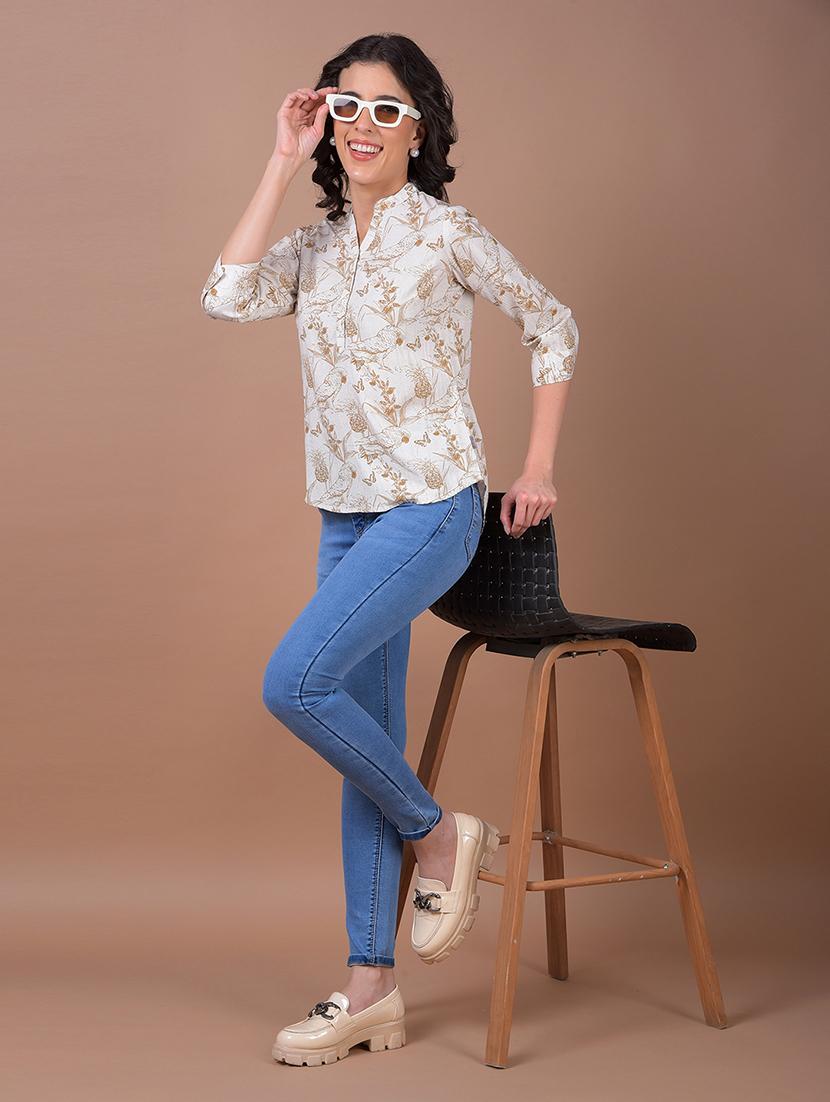 women printed three quarter sleeve regular top - 21986143 - Standard Image - 5