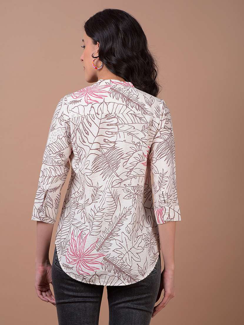 women printed three quarter sleeve regular top - 21986151 - Standard Image - 3