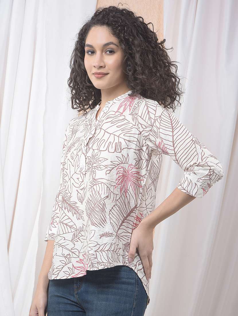 women printed three quarter sleeve regular top - 21986151 -  Standard Image - 3