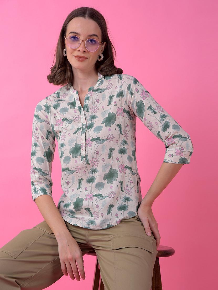 women floral print three quarter sleeve regular top - 21986161 - Zoom Image - 0