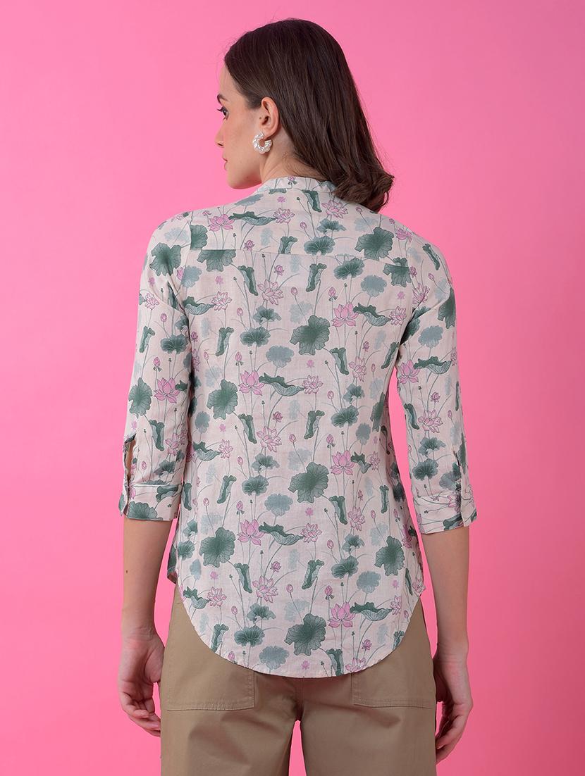 women floral print three quarter sleeve regular top - 21986161 - Standard Image - 3