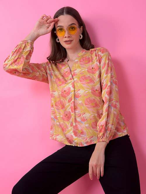 women floral print long sleeve regular top - 21986163 - Standard Image - 0