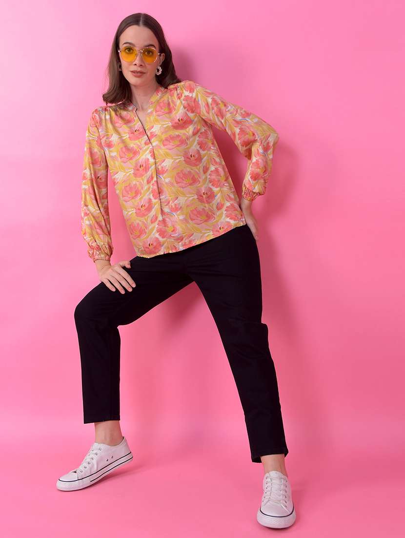 women floral print long sleeve regular top - 21986163 - Standard Image - 5