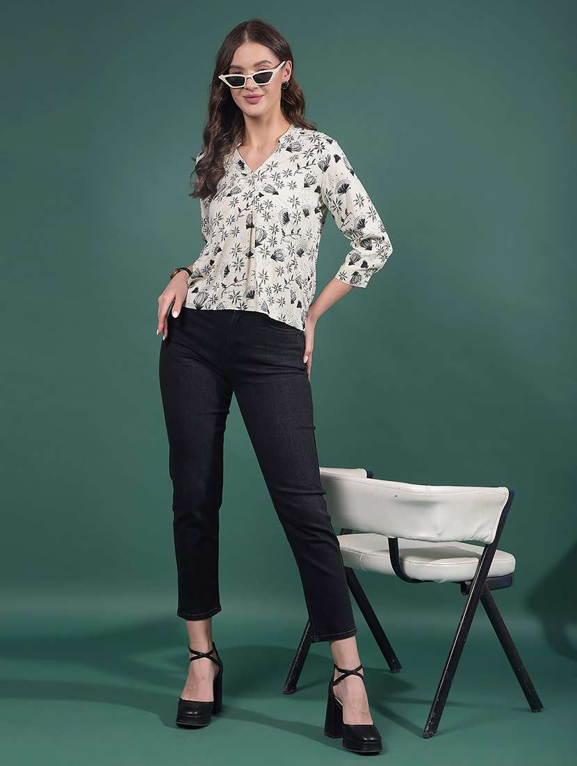 women printed three quarter sleeve regular top - 21986176 -  Standard Image - 5