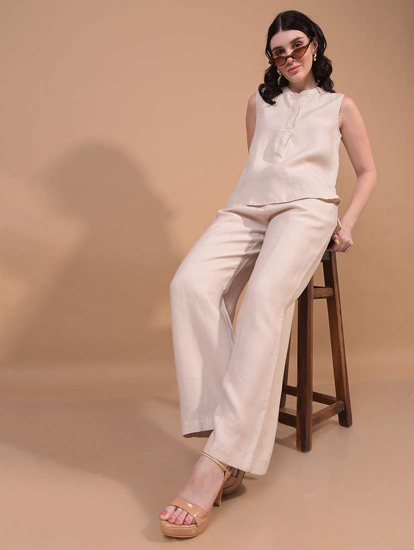 Women Solid High Rise Wide Leg Trouser - 21986177 -  Standard Image - 5