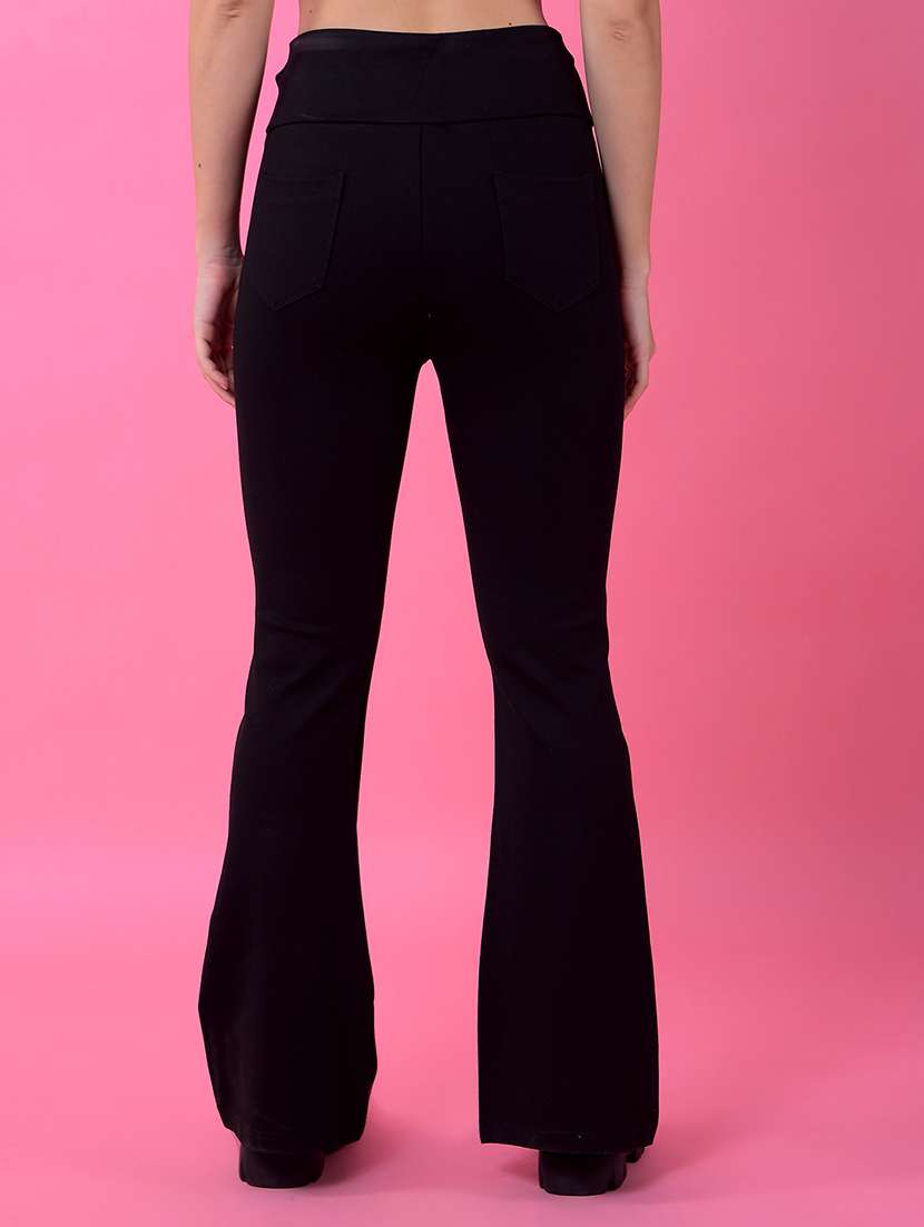 women solid high rise bootcut trouser - 21986178 -  Standard Image - 3