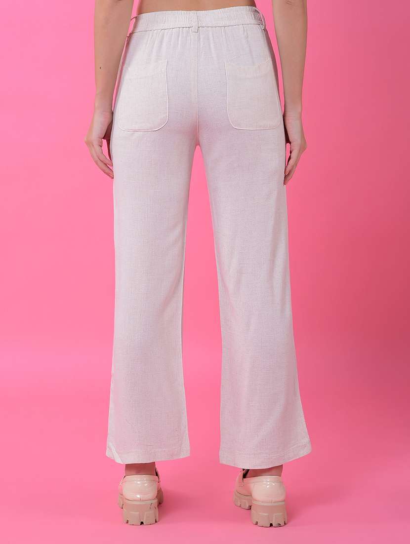 women solid mid rise straight trouser - 21986179 -  Standard Image - 3