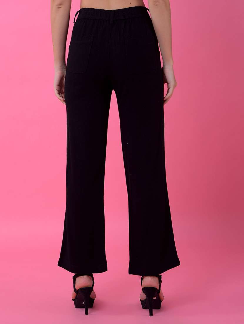 women solid mid rise straight trouser - 21986181 -  Standard Image - 3