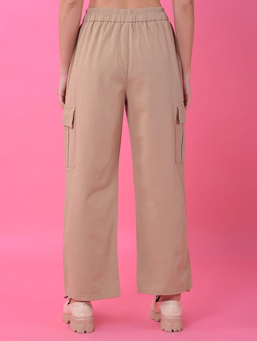 women solid mid rise relaxed fit parachute pants - 21986182 - Standard Image - 3