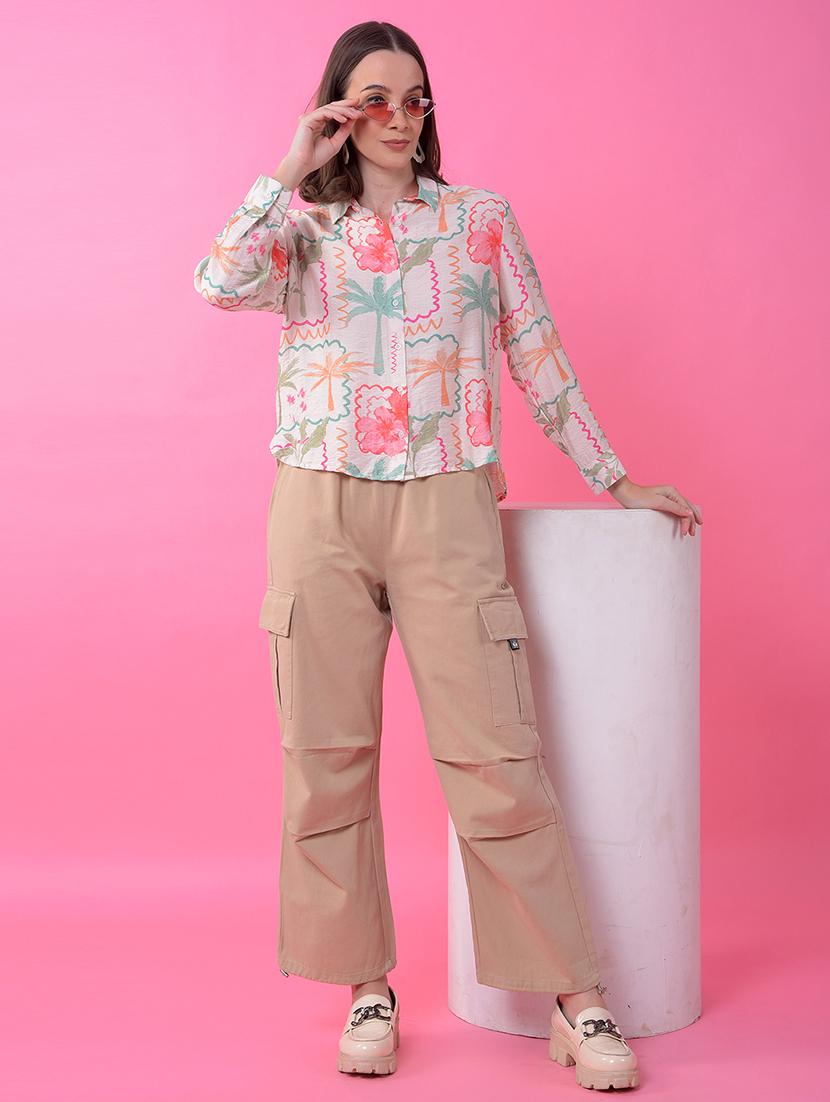women solid mid rise relaxed fit parachute pants - 21986182 - Standard Image - 5