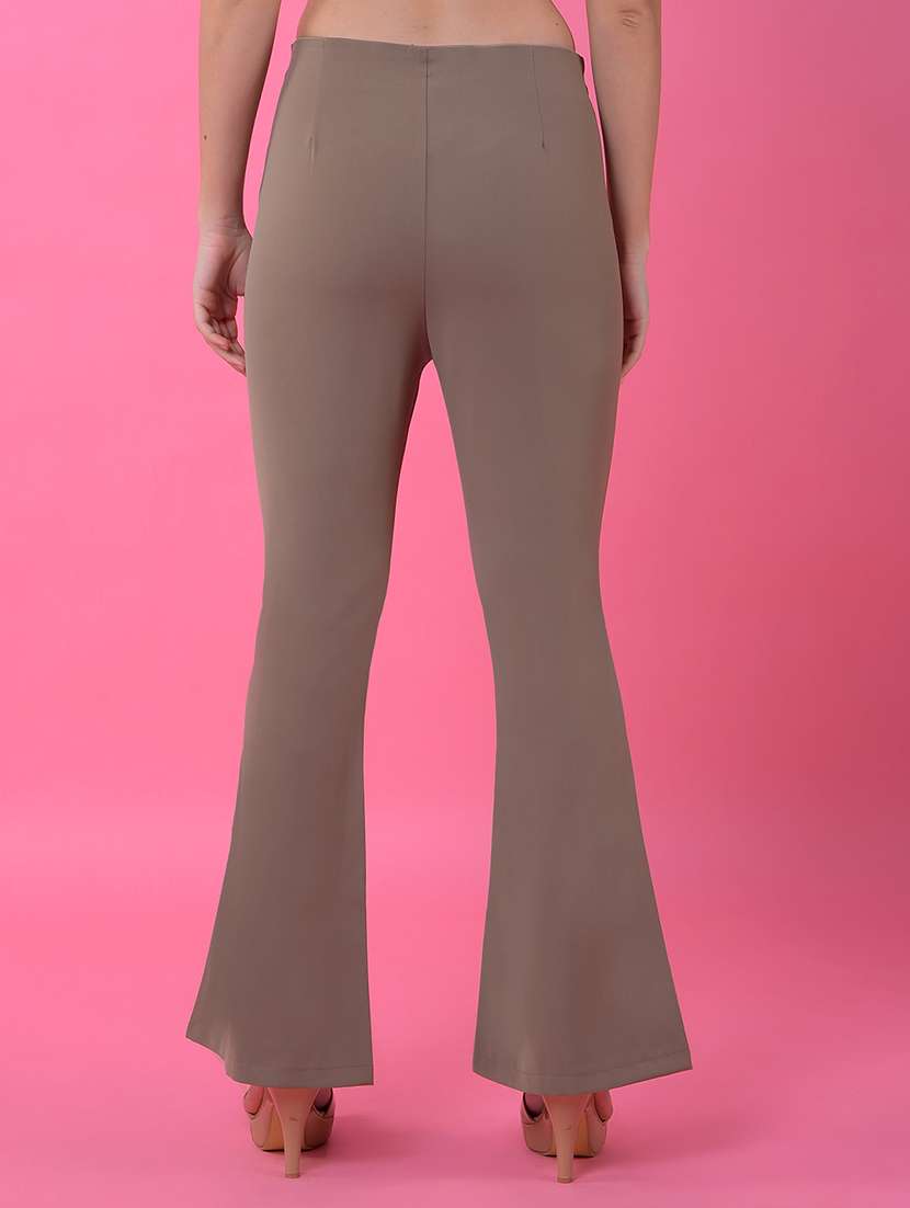 women solid mid rise bootcut trouser - 21986186 -  Standard Image - 3