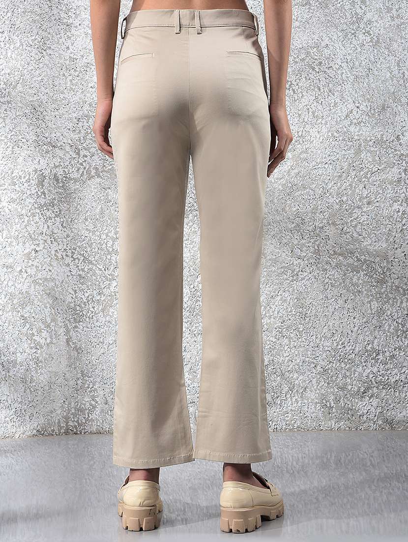 women solid mid rise cigarette pants - 21986188 -  Standard Image - 3