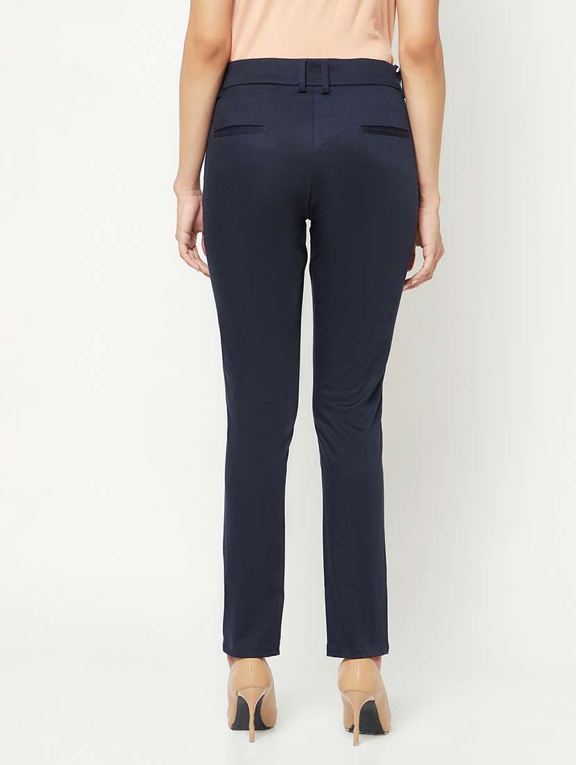 women solid mid rise cigarette pants - 21986190 -  Standard Image - 3