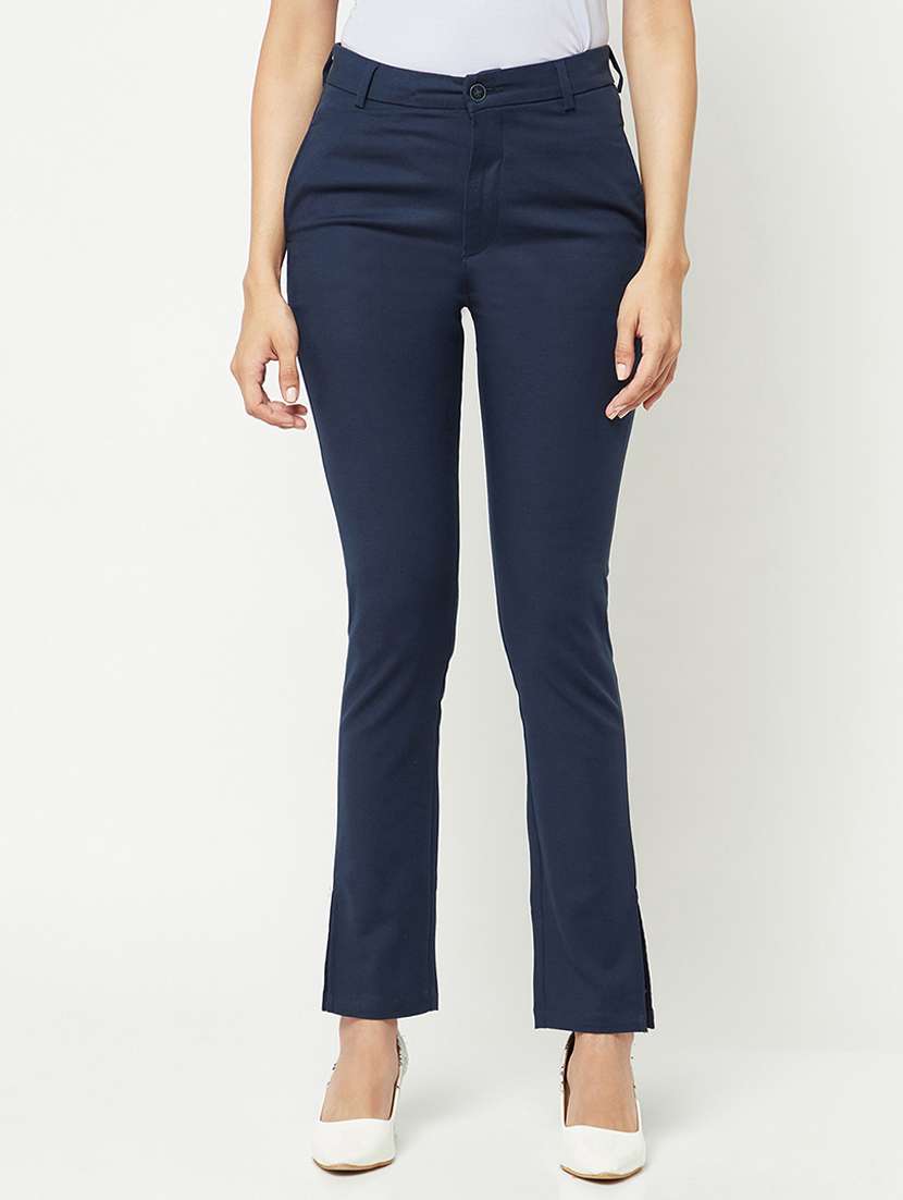 women solid mid rise bootcut trouser 