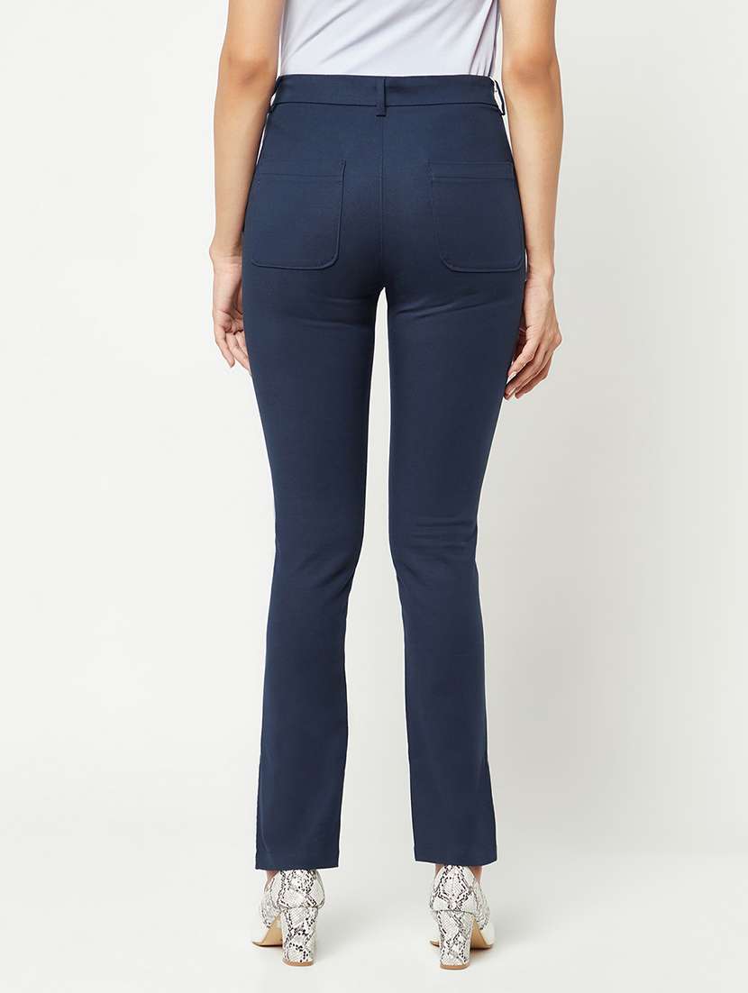 women solid mid rise bootcut trouser  - 21986191 -  Standard Image - 3