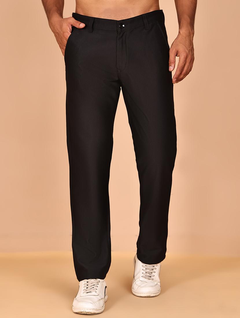 grey cotton flat front casual trousers - 21986193 - Zoom Image - 0