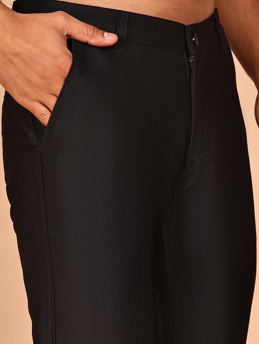 grey cotton flat front casual trousers - 21986193 - Standard Image - 5
