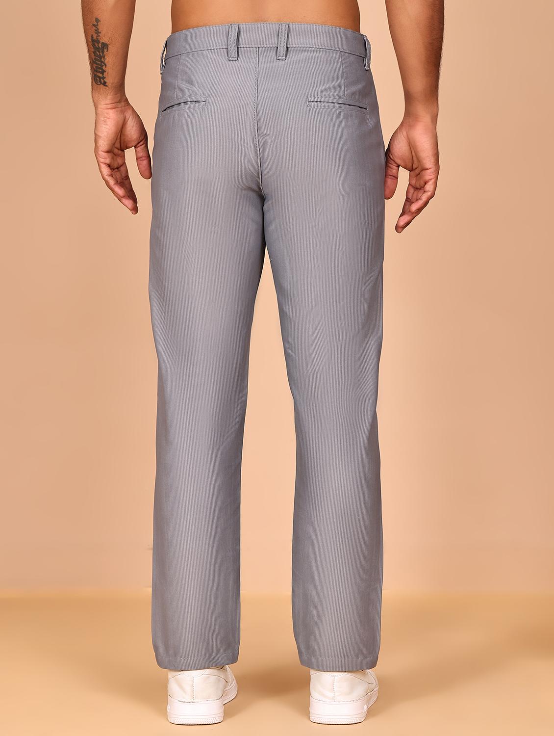 black cotton flat front casual trousers - 21986194 - Standard Image - 3