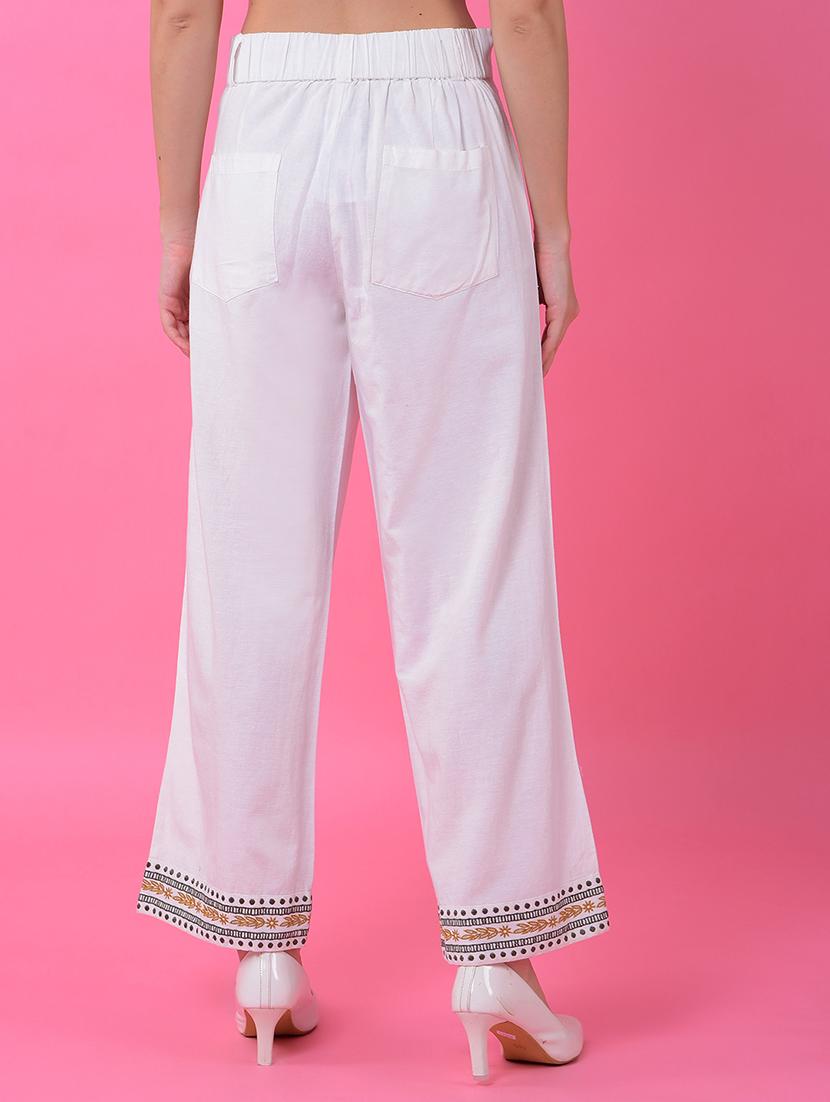 women solid high rise wide leg trouser - 21986196 - Standard Image - 3