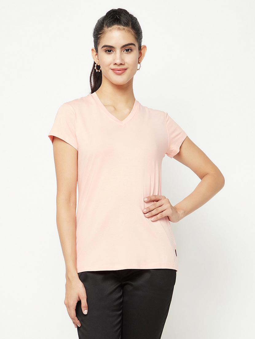 women solid short sleeve regular t-shirt