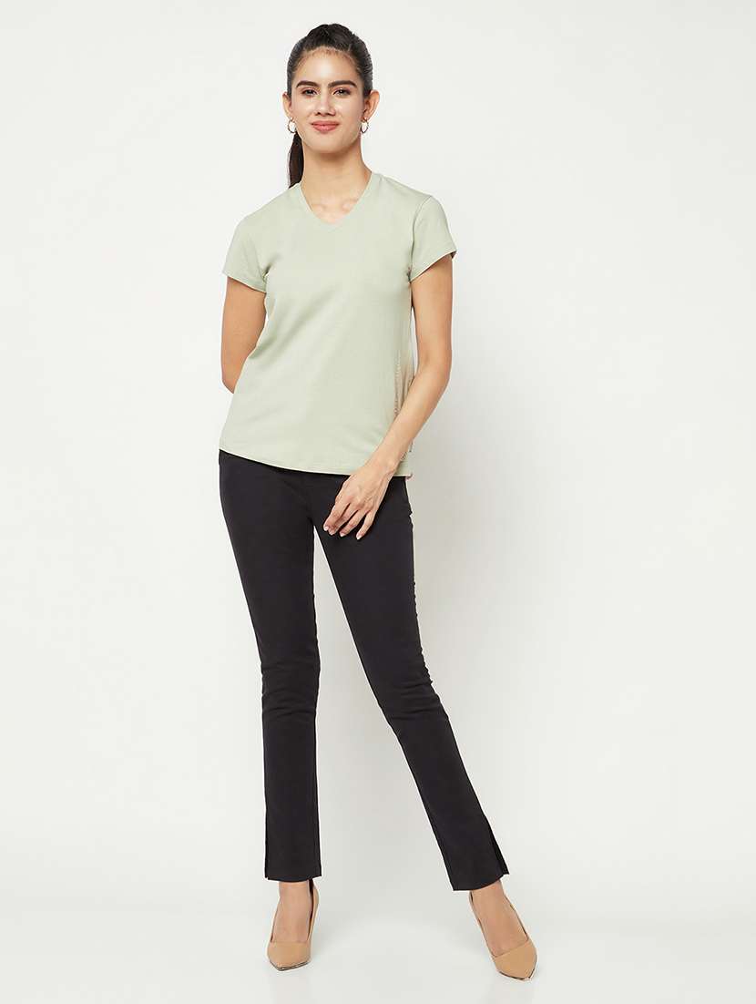 women solid short sleeve regular t-shirt - 21986199 - Standard Image - 5