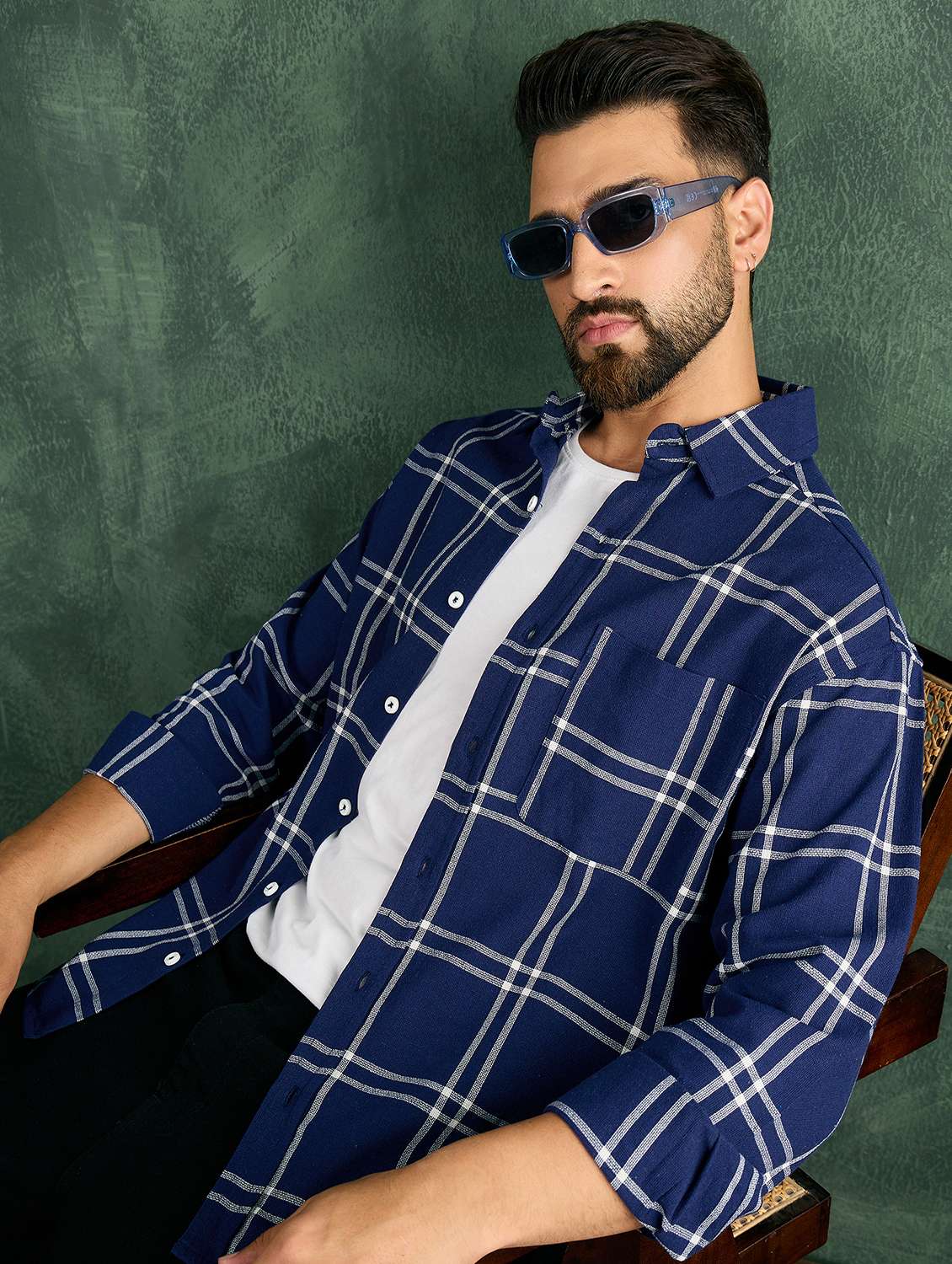 men checkered collared loose fit shirt - 21986237 - Zoom Image - 0