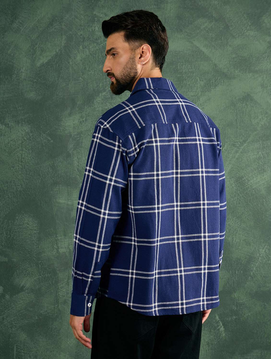 men checkered collared loose fit shirt - 21986237 - Standard Image - 3