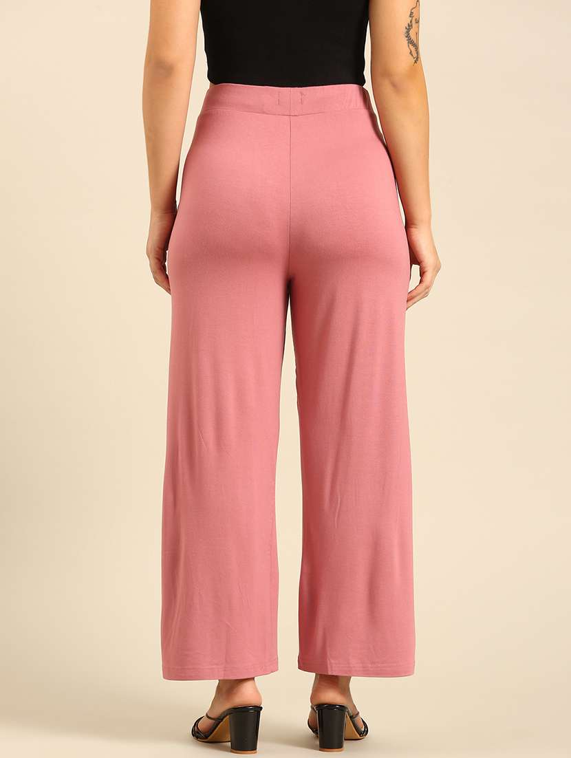women pink high rise straight fit trouser - 21986251 -  Standard Image - 3