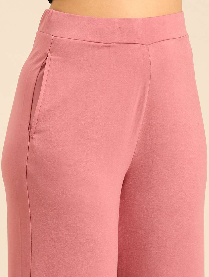 women pink high rise straight fit trouser - 21986251 -  Standard Image - 5