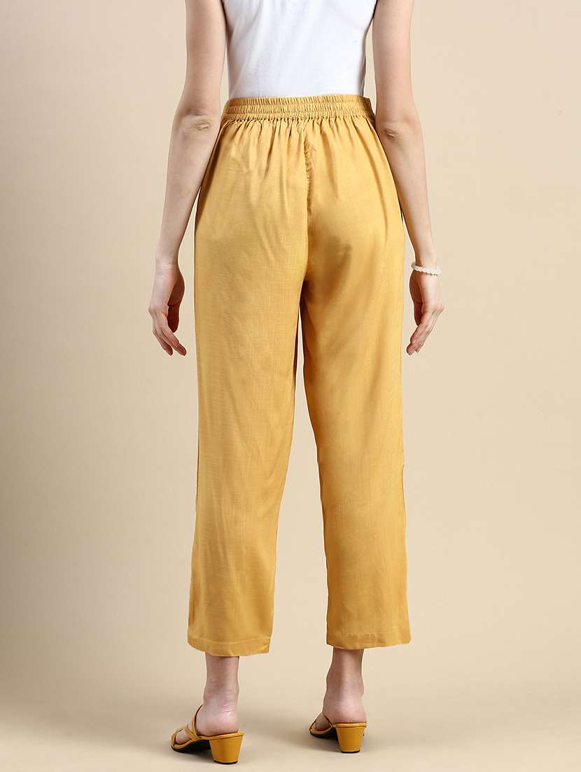 women solid mid rise straight palazzo - 21986257 -  Standard Image - 3