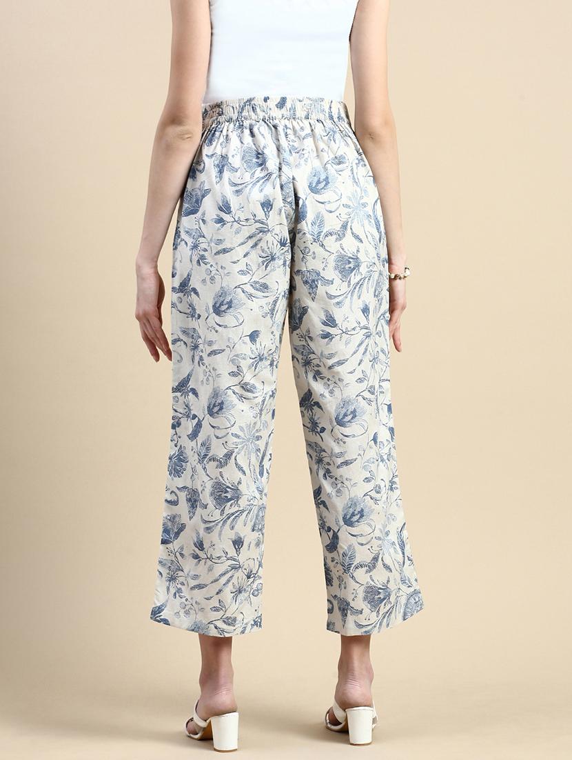 women floral print mid rise straight palazzo - 21986259 - Standard Image - 3