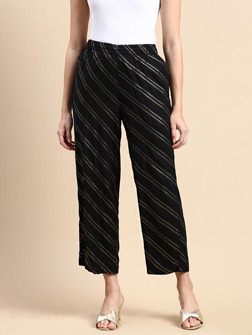 women black printed straight palazzo - 21986261 - Zoom Image - 0
