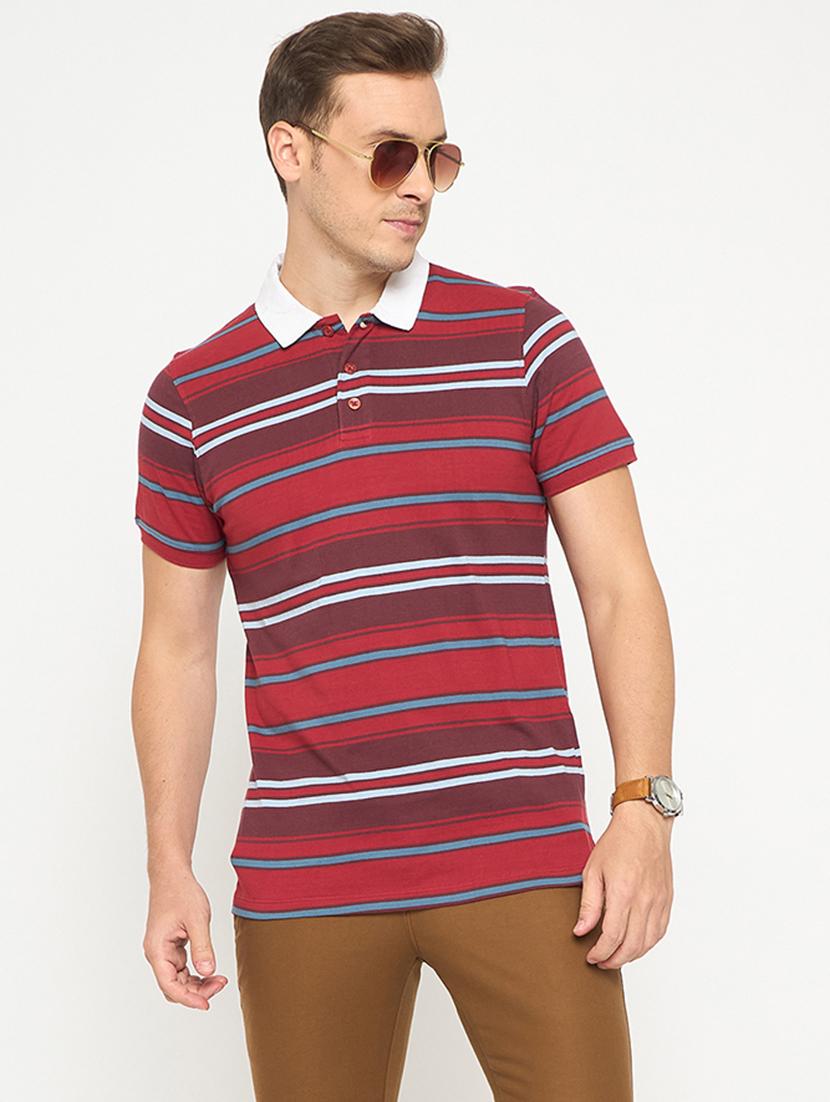 men striped short sleeve polo t-shirt - 21986289 -  Zoom Image - 0