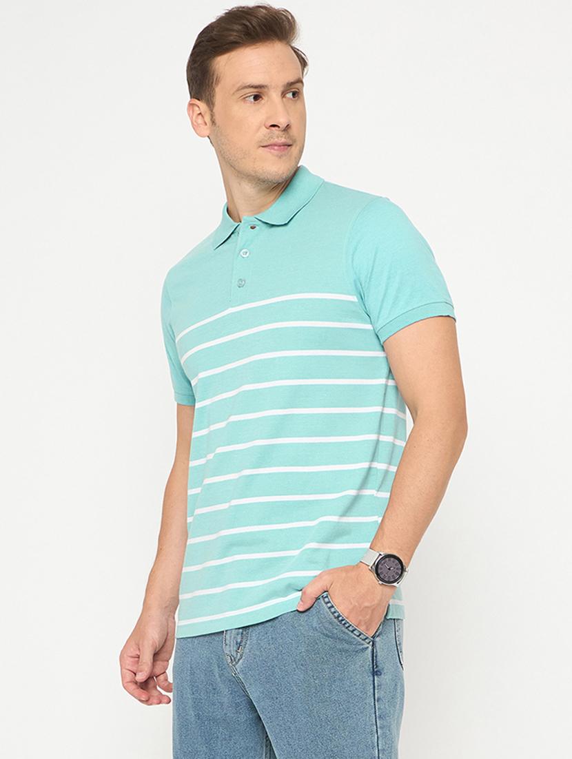 men striped short sleeve polo t-shirt