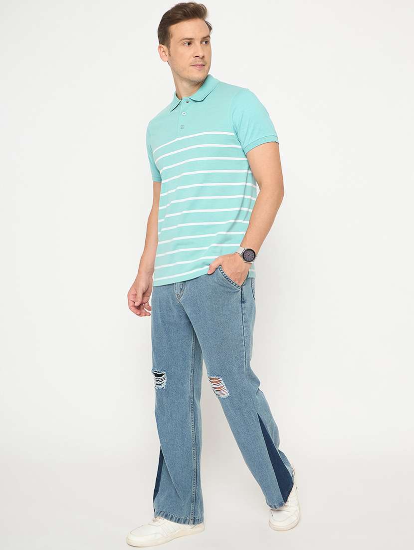 men striped short sleeve polo t-shirt - 21986290 - Standard Image - 5