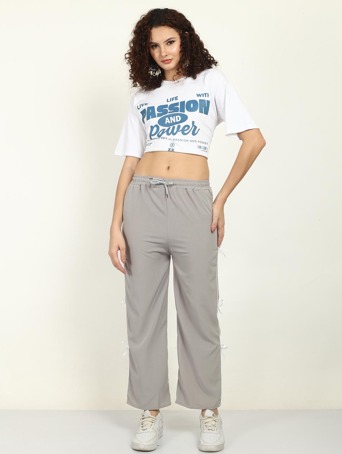 women grey solid mid rise straight trouser - 21986301 - Standard Image - 5