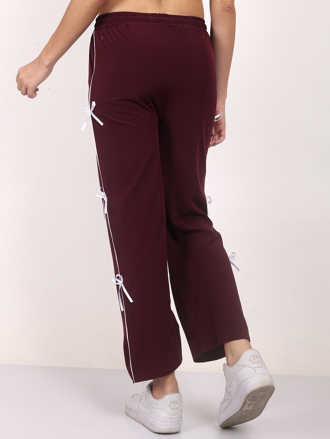 burgundy relaxed fit polyester parachute pant trousers - 21986304 - Standard Image - 3