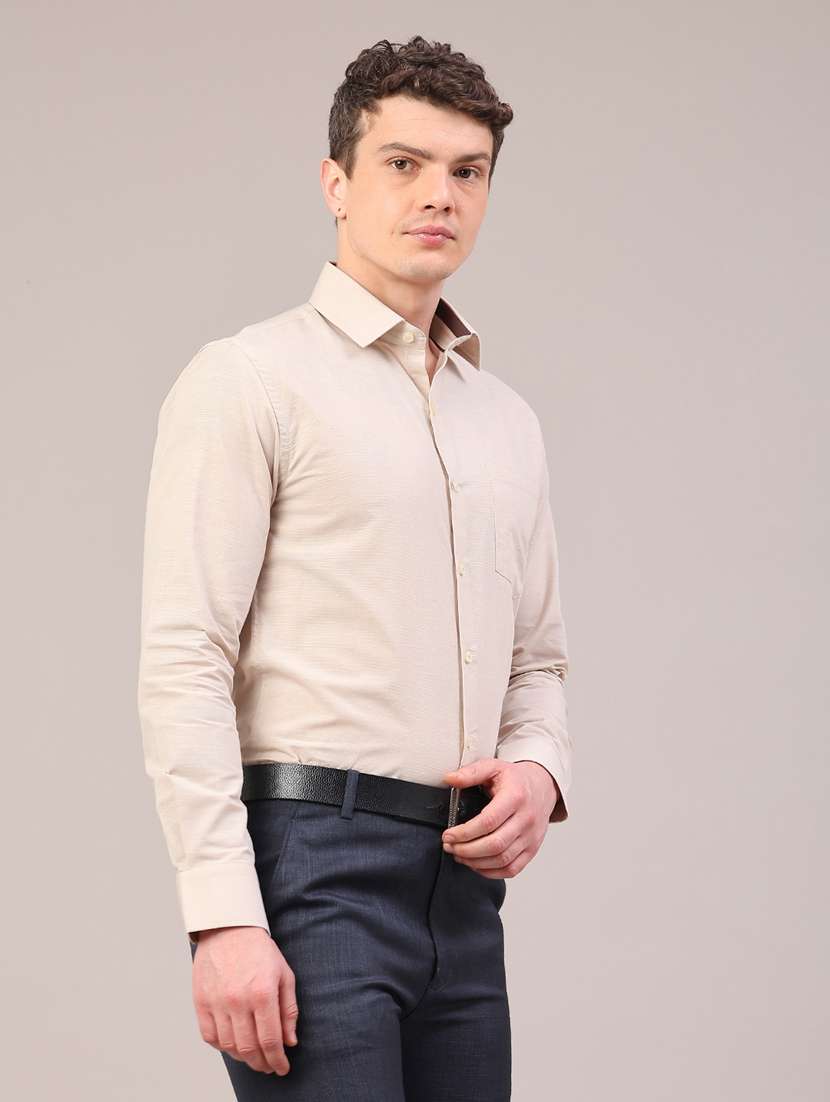 beige cotton formal shirt - 21986328 -  Standard Image - 3
