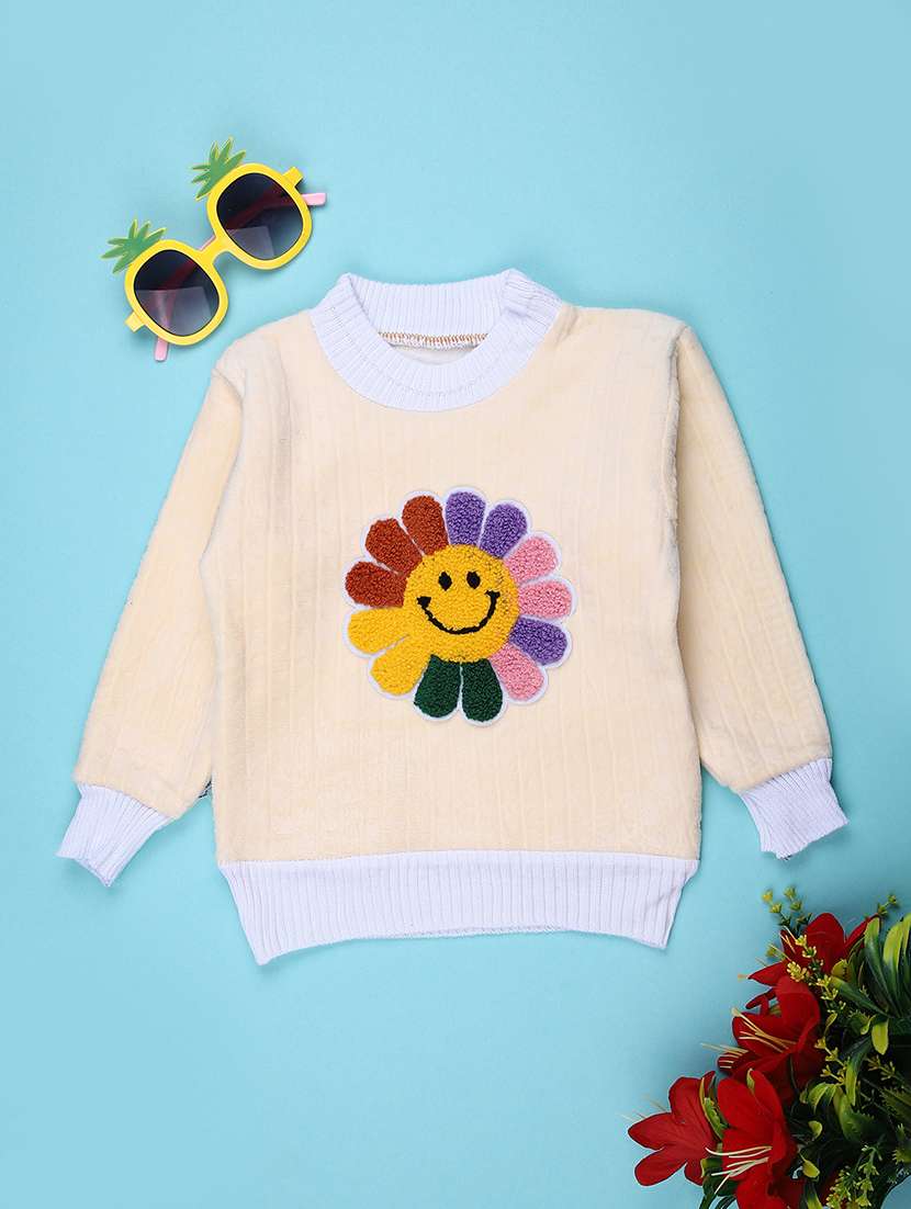 girls self designed long sleeve sweater