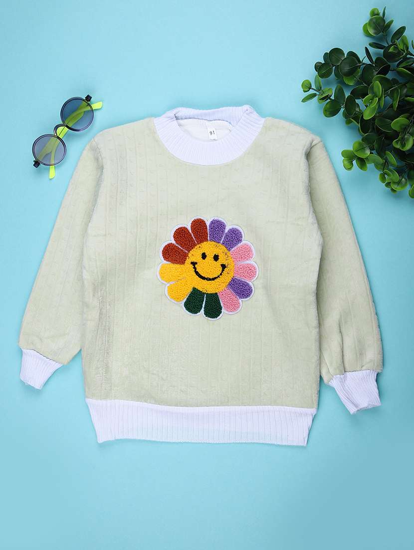 girls self designed long sleeve sweater