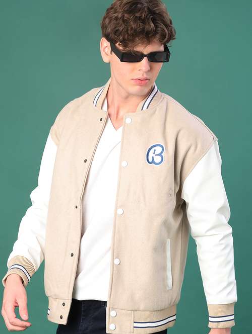 men color block long sleeve regualr varsity jacket - 21986350 -  Standard Image - 0