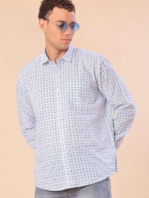 men printed long sleeve regular fit casual shirt - 21986355 - Standard Image - 0