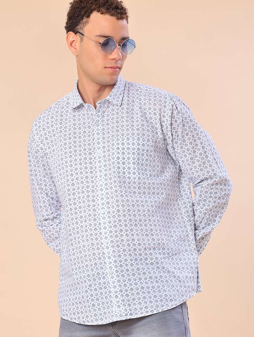 men printed long sleeve regular fit casual shirt - 21986355 - Zoom Image - 0
