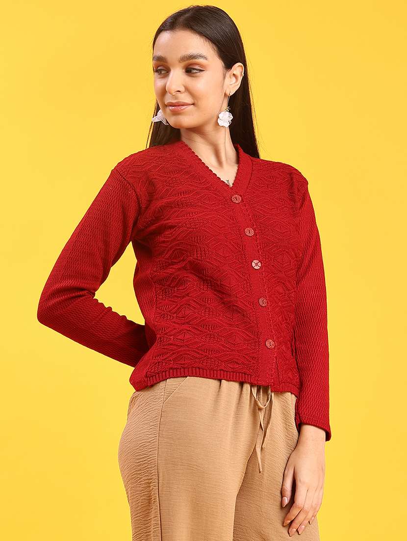 women self design long sleeve cardigan - 21986360 -  Standard Image - 3