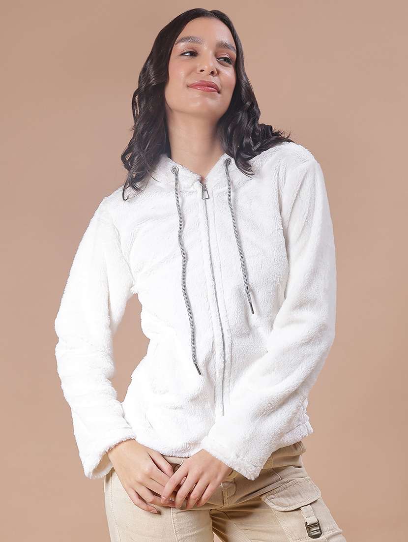 women solid long sleeve hooded sweatshirt - 21986397 - Zoom Image - 0