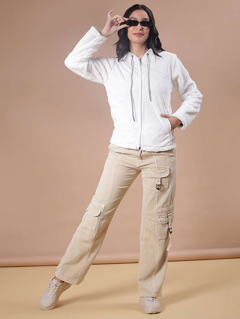 women solid long sleeve hooded sweatshirt - 21986397 - Standard Image - 3