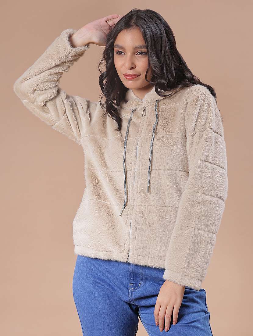 women solid long sleeve hooded sweatshirt - 21986403 -  Zoom Image - 0