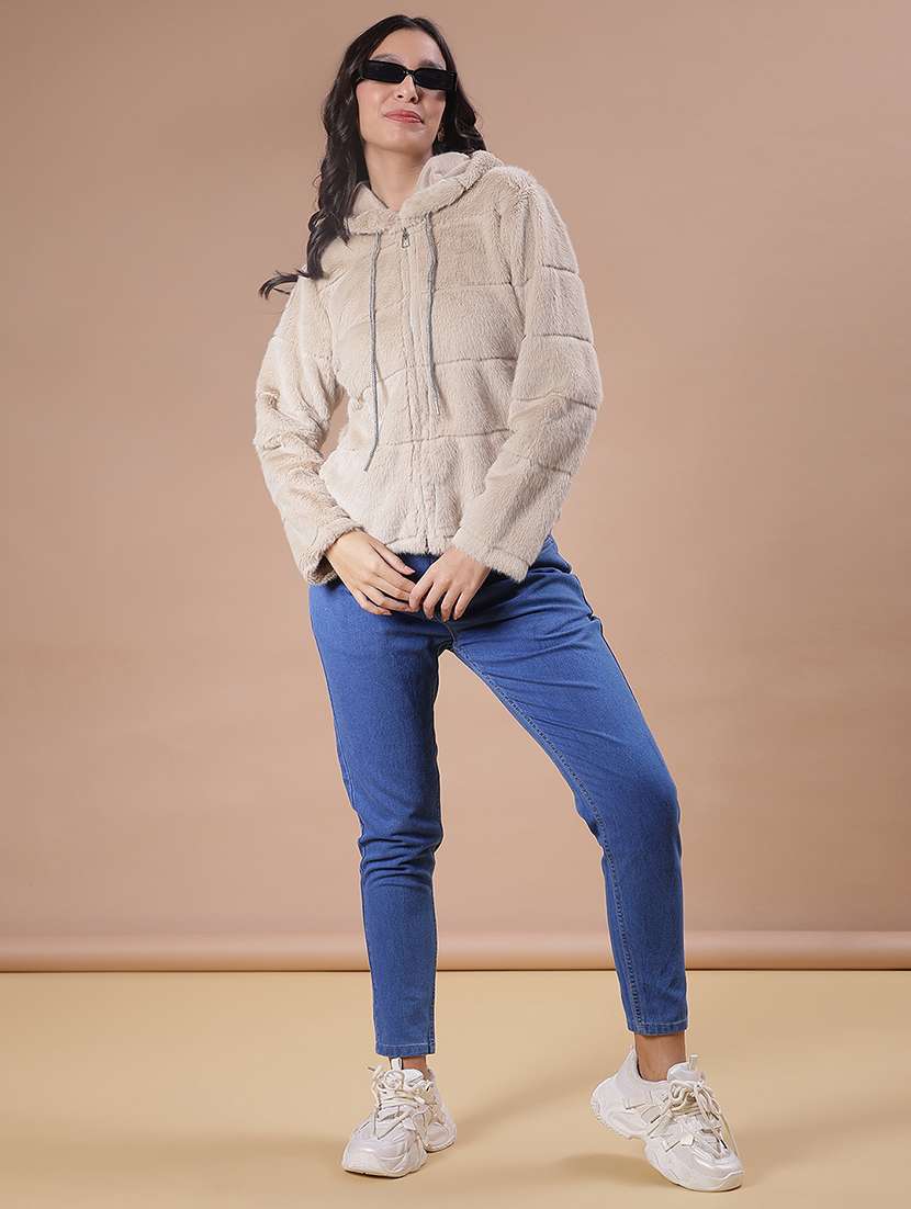 women solid long sleeve hooded sweatshirt - 21986403 -  Standard Image - 3