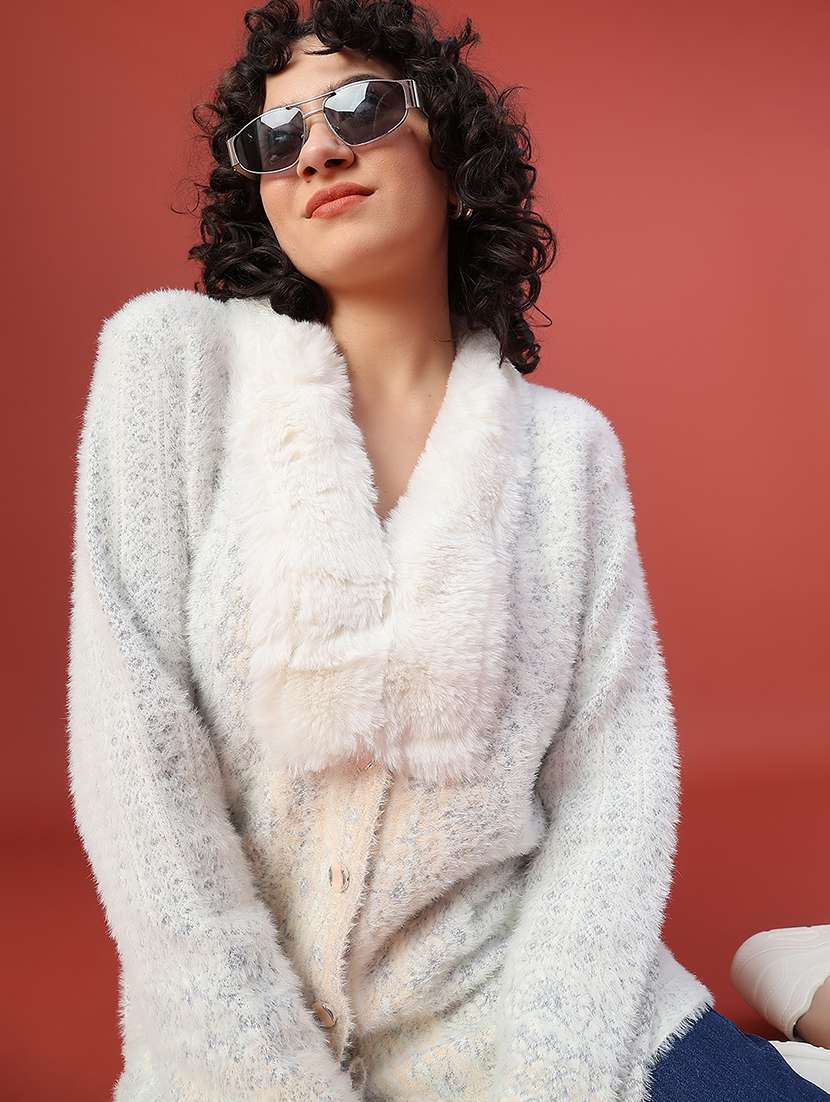 women self design long sleeve cardigan