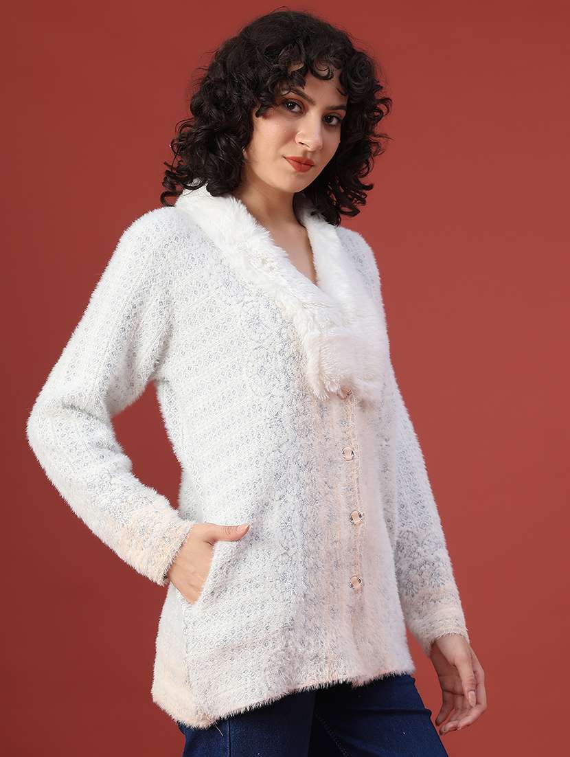 women self design long sleeve cardigan - 21986414 -  Standard Image - 3